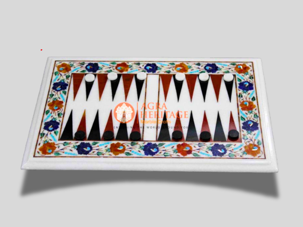 White Marble Italian Carnelian Inlay Kitchen Table Top